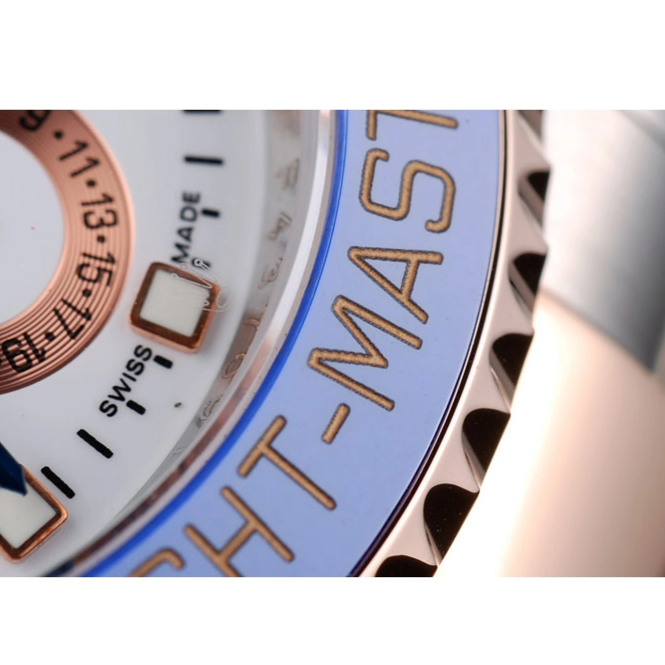 AAA Replica Watches Ceramic Yachtmaster Bezel Blue Rolex Dial Watch White 0807